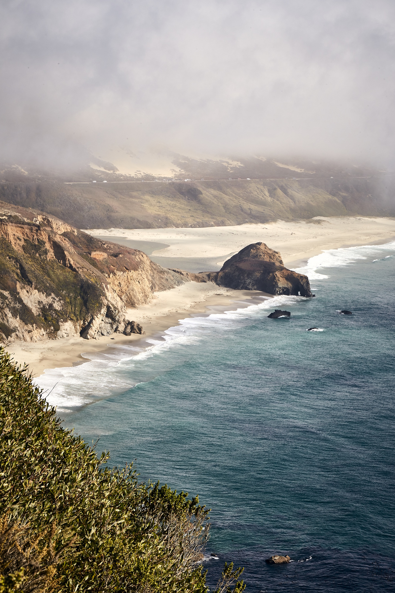 Amazing vertical shot of Little Sur River Beach, Big Sur, California, USA Amazing vertical shot of Little Sur River Beach, Big Sur, California, USA